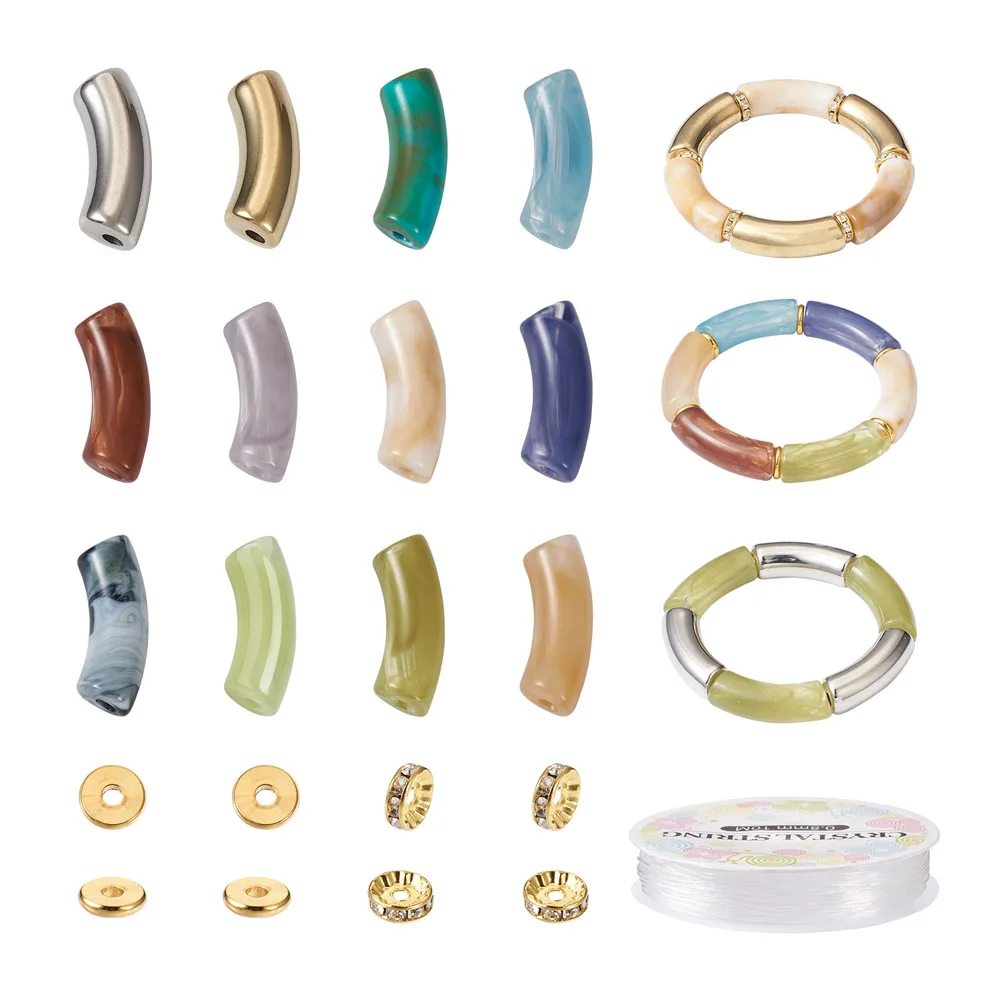 40~150pcs/set DIY Chunky Curved Tube Beads Bracelet Making Kit Acrylic Beads Brass Rhinestone Spacer Beads For Findings Making
40~150pcs/set DIY Chunky Curved Tube Beads Bracelet Making Kit Acrylic Beads Brass Rhinestone Spacer Beads For Findings Making
