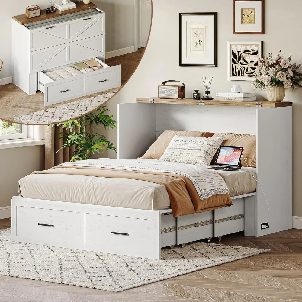 Full Size Murphy Bed with Charging Station & Drawer, Farmhouse Full Size Mobile Cabinet Bed Frame, Murphy Chest Bed, Customized
Full Size Murphy Bed with Charging Station & Drawer, Farmhouse Full Size Mobile Cabinet Bed Frame, Murphy Chest Bed, Customized