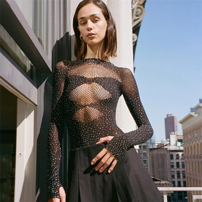 Sexy See-tough Me Diamond Jumpsuit Bodysuit Women High-waist ort Pants Street Sle Winter Collection Regular Thin
Sexy See-tough Me Diamond Jumpsuit Bodysuit Women High-waist ort Pants Street Sle Winter Collection Regular Thin