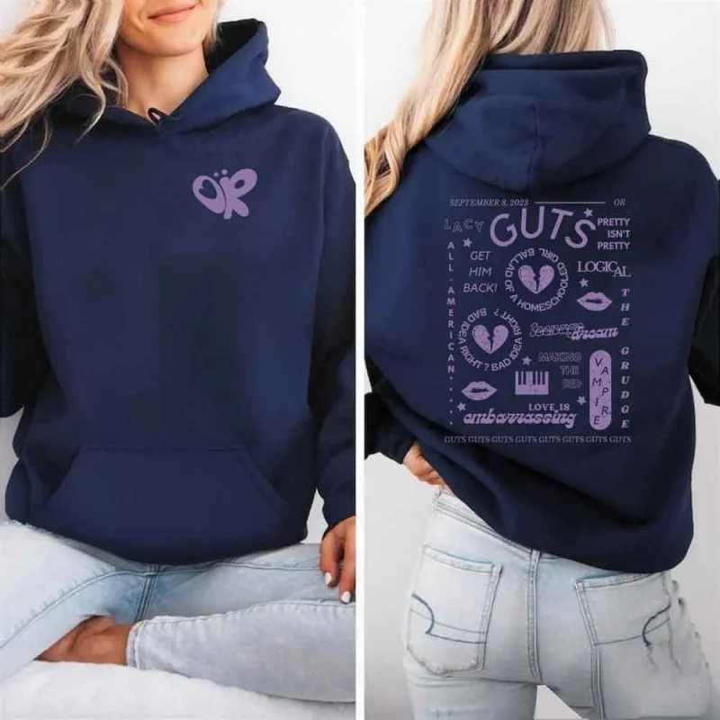 Women's Pop Music Inspired Hoodie Navy Blue Guts Album Tracklist Print Casual Streetwear Pullover Sweatshirt
Women's Pop Music Inspired Hoodie Navy Blue Guts Album Tracklist Print Casual Streetwear Pullover Sweatshirt