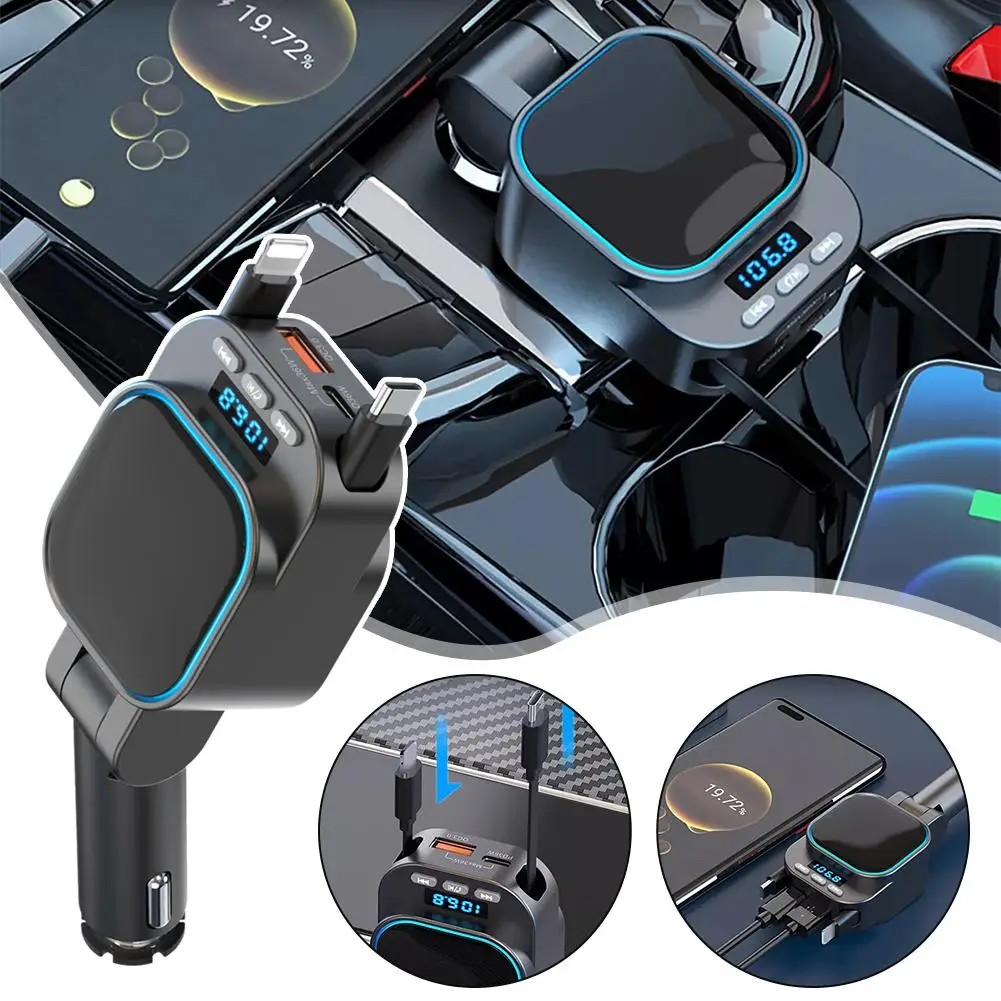VR Robot FM Transmitter Bluetooth 5.3 Car MP3 Player 96W PD Type-c+QC3.0 Fast Car Charger with 2 Retractable Cables For Pho J4M1
VR Robot FM Transmitter Bluetooth 5.3 Car MP3 Player 96W PD Type-c+QC3.0 Fast Car Charger with 2 Retractable Cables For Pho J4M1