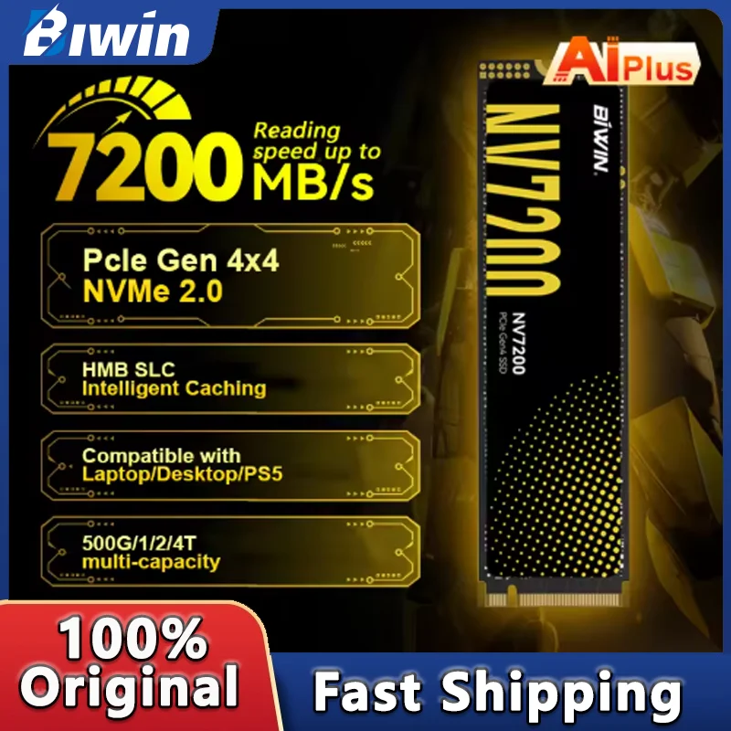 BIWIN NV7200 M.2 2280 SSD 1T 2T 4T Internal Solid State Hard Drive PCIe 4.0 X 4 Disk For PC PS5 and laptop
BIWIN NV7200 M.2 2280 SSD 1T 2T 4T Internal Solid State Hard Drive PCIe 4.0 X 4 Disk For PC PS5 and laptop