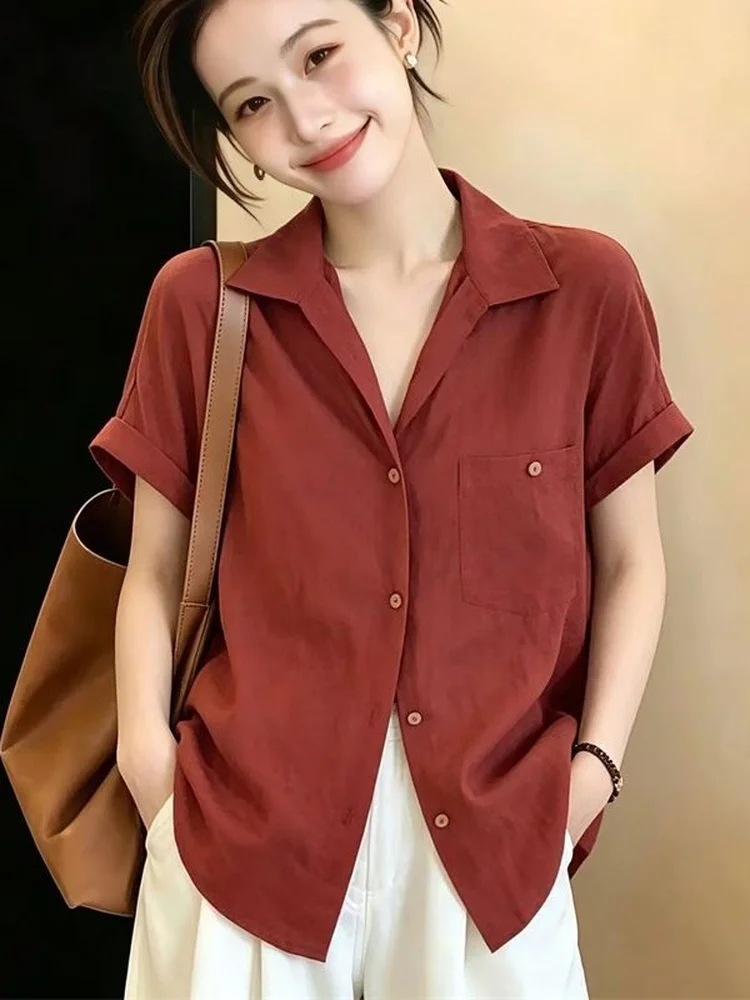 Retro Red Short Sleeve Shirt Women's Summer Thin Loose Drapey Professional Top Trendy Korean Style Casual Breathable Skin-Fri...
Retro Red Short Sleeve Shirt Women's Summer Thin Loose Drapey Professional Top Trendy Korean Style Casual Breathable Skin-Fri...