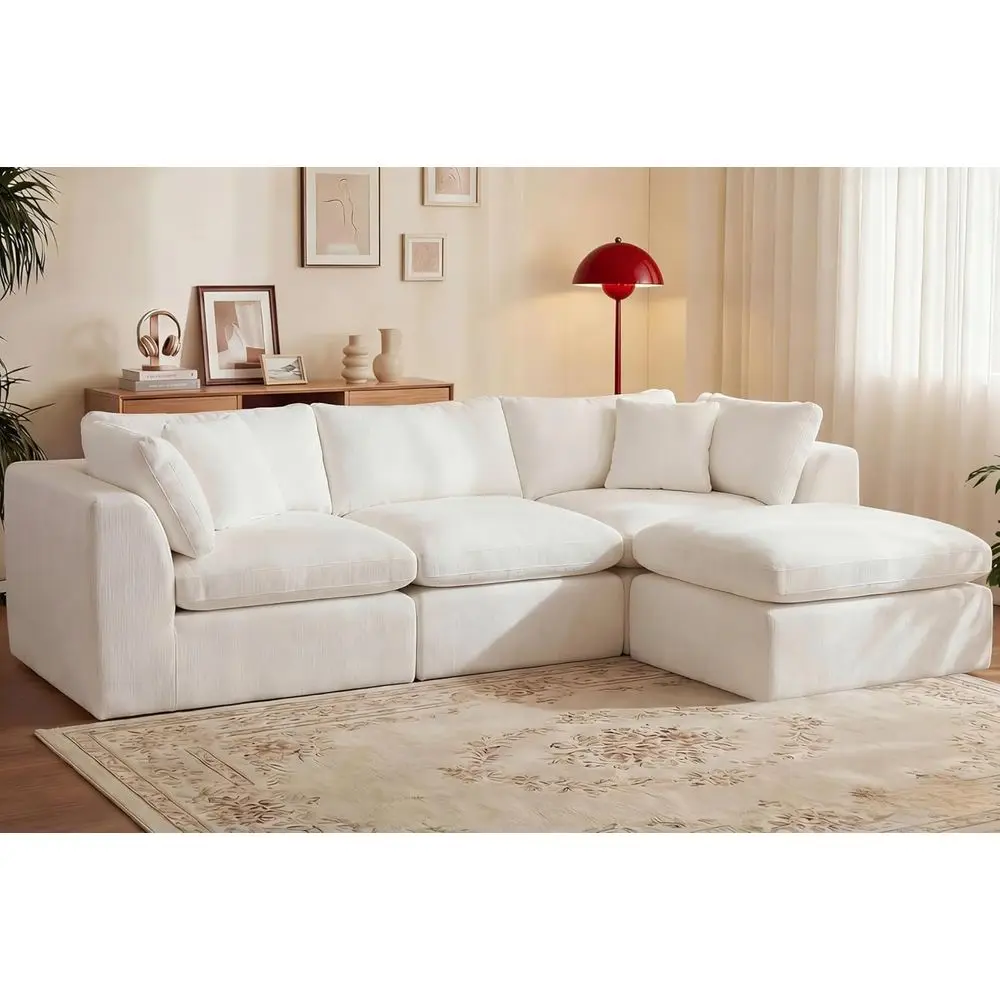110'' Oversized Cloud Sectional BonelCouch or Living Room, ern Big Compred L Shape Couch with Ottoman & 2 Throw Pillows, Chenill
110'' Oversized Cloud Sectional BonelCouch or Living Room, ern Big Compred L Shape Couch with Ottoman & 2 Throw Pillows, Chenill