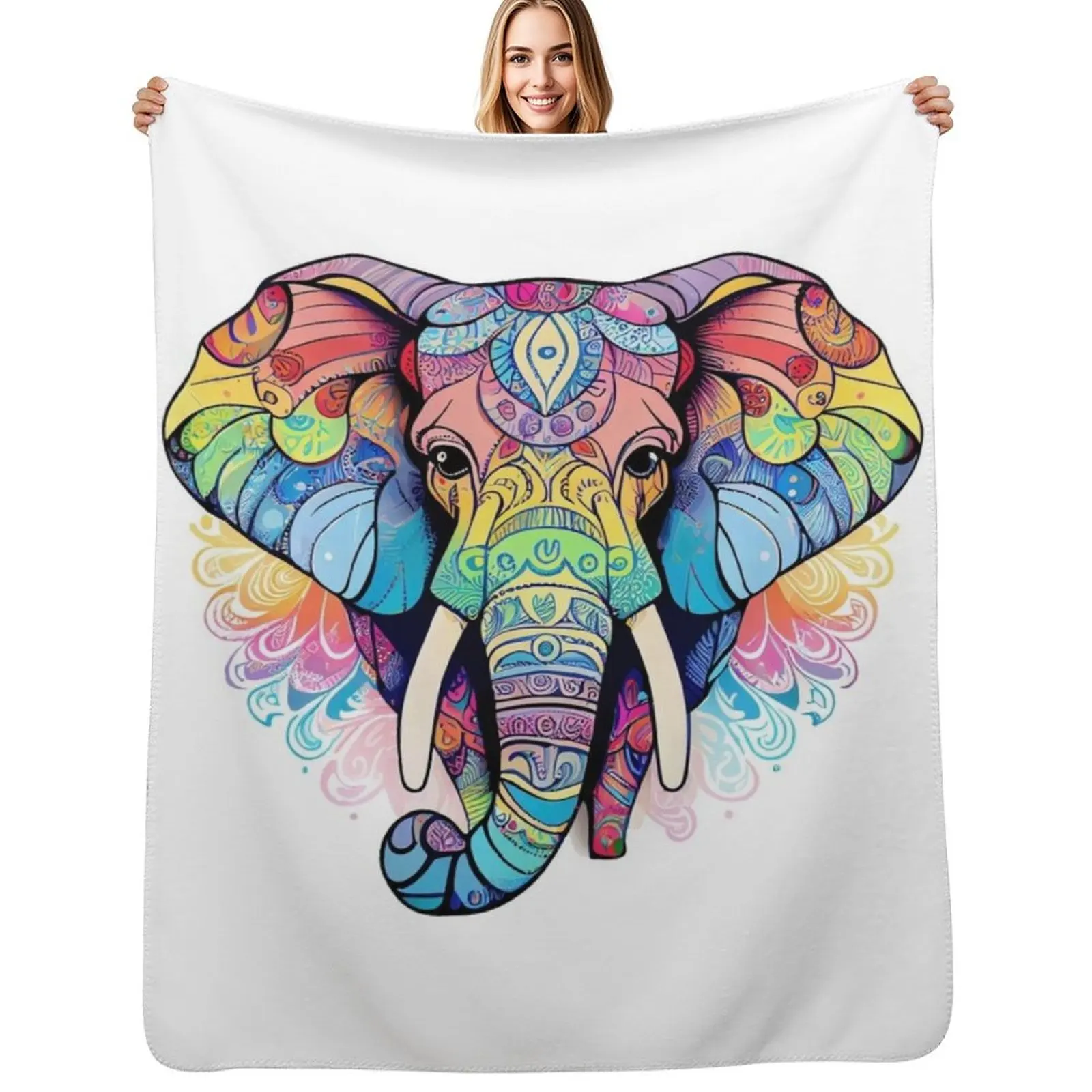 Elephant colorful mandala Throw Blanket Warm Plush Fuzzy Blanket for Living Room
Elephant colorful mandala Throw Blanket Warm Plush Fuzzy Blanket for Living Room