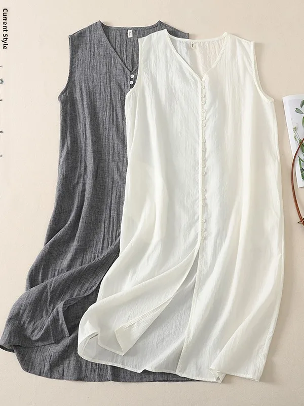 Ladies plus Size Vest Dress Loose Fit Midi Length Slimming A-Line Silhouette Vintage Style High Waist Summer Long Sleeveless
Ladies plus Size Vest Dress Loose Fit Midi Length Slimming A-Line Silhouette Vintage Style High Waist Summer Long Sleeveless