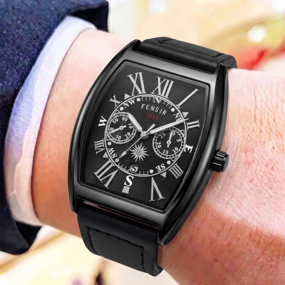 Punk Trendy Barrel-Shaped Men's Quartz Watch, Roman Numeral Dial, Decorative Sub-Dial, Calendar, Waterproof Leather Strap Men's Watch, Retro Light Luxury Daily Wear Wristwatch, European and American Style Men's Watch, Popular Quartz Wristwatch for Student
Punk Trendy Barrel-Shaped Men's Quartz Watch, Roman Numeral Dial, Decorative Sub-Dial, Calendar, Waterproof Leather Strap Men's Watch, Retro Light Luxury Daily Wear Wristwatch, European and American Style Men's Watch, Popular Quartz Wristwatch for Student