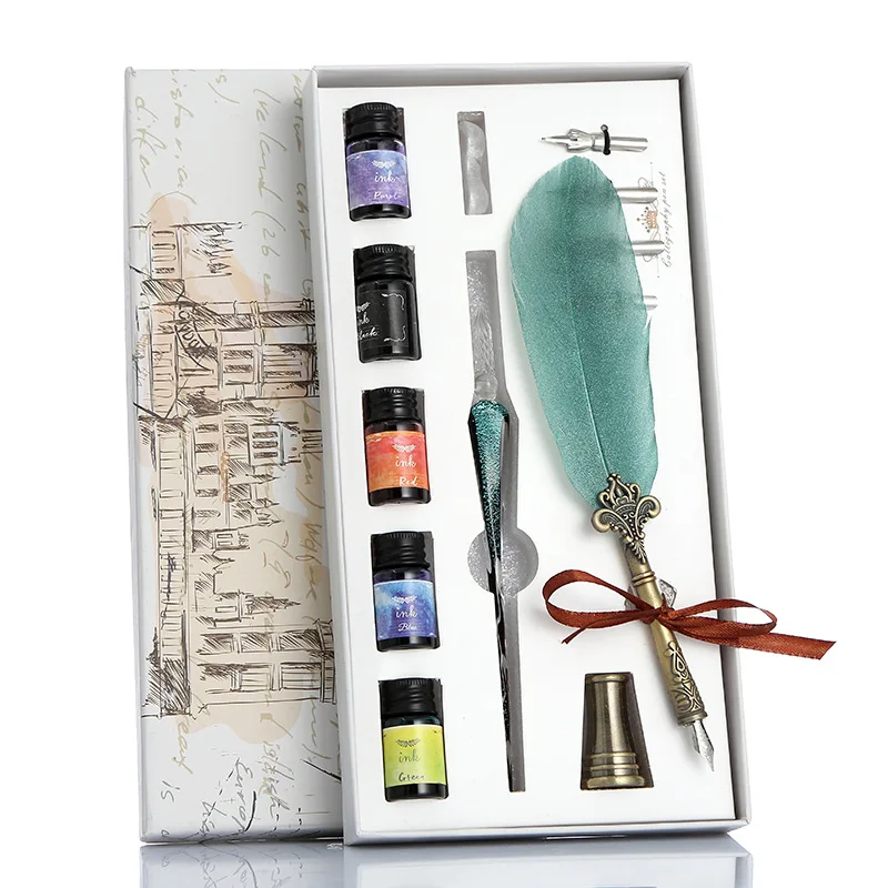 Crystal Glass Dip Pen Starry Sky Retro Vintage Calligraphy Feather Fountain Pens 5 Colors Ink Gift Box Set Writing Supplie
Crystal Glass Dip Pen Starry Sky Retro Vintage Calligraphy Feather Fountain Pens 5 Colors Ink Gift Box Set Writing Supplie