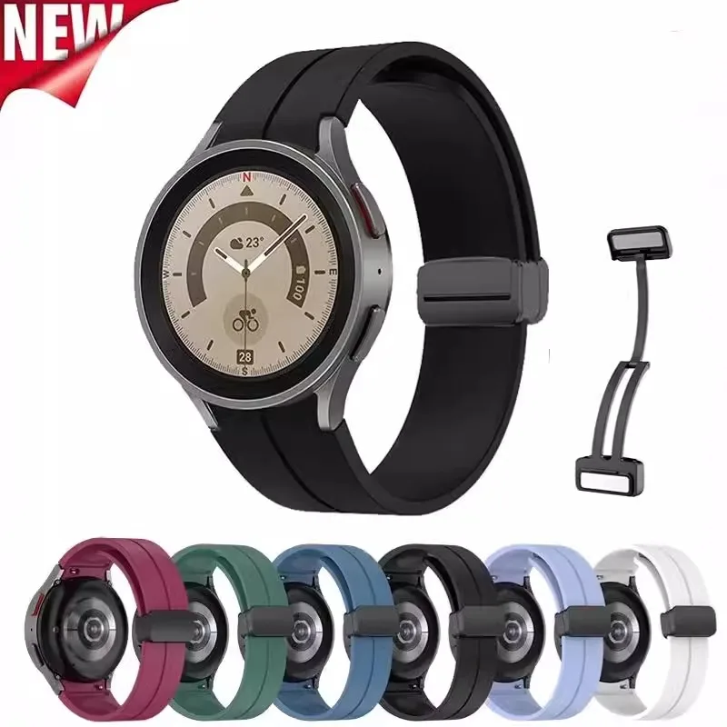 For Samsung watch6 pro classic silicone strap Galaxy watch5/4 classic official magnetic folding buckle strap
For Samsung watch6 pro classic silicone strap Galaxy watch5/4 classic official magnetic folding buckle strap