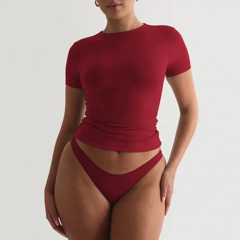 Women'S Fashion High-End Minimalist Short Sleeved T-Shirt Hot Selling Slim Fit Sexy Hot Girl Pure Desire Top
Women'S Fashion High-End Minimalist Short Sleeved T-Shirt Hot Selling Slim Fit Sexy Hot Girl Pure Desire Top