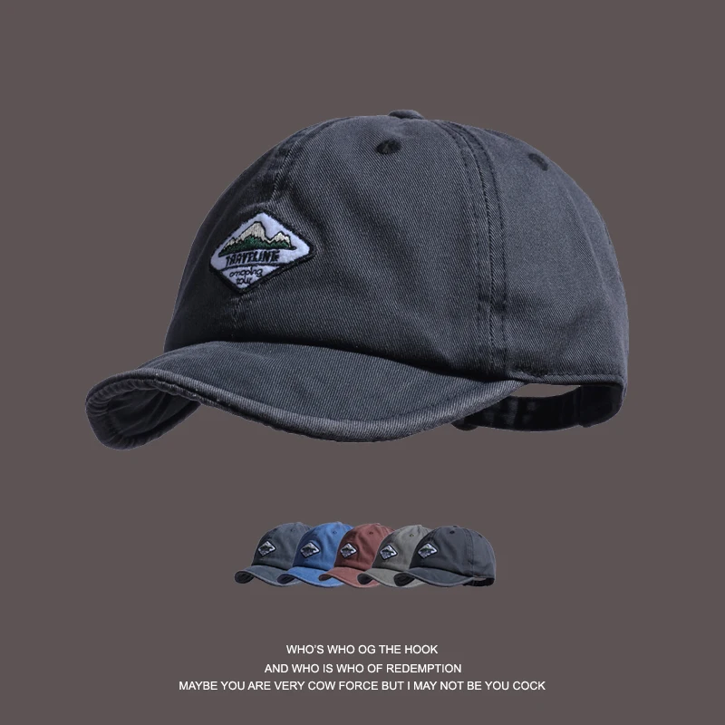 Washed short-brimmed baseball cap Men's summer hat Thin soft top short-brimmed female cap Trendy brand 
Washed short-brimmed baseball cap Men's summer hat Thin soft top short-brimmed female cap Trendy brand