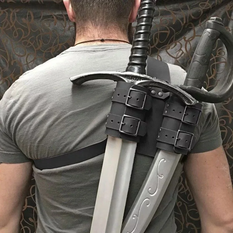 Women Men Medieval Cosplay Single / Double Sword Shoulder Back Scabbard Sheath Frog Holder Rapier PU Leather Buckle Holster
Women Men Medieval Cosplay Single / Double Sword Shoulder Back Scabbard Sheath Frog Holder Rapier PU Leather Buckle Holster