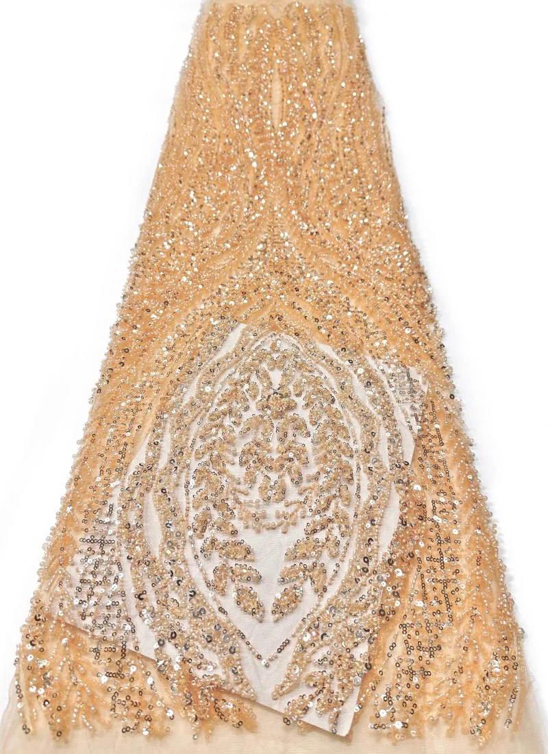 Luxury French Mesh Heavy Beaded Lace Fabric with African Sequins High-Quality Groom Lace for Nigerian Wedding Dress Sewing
Luxury French Mesh Heavy Beaded Lace Fabric with African Sequins High-Quality Groom Lace for Nigerian Wedding Dress Sewing