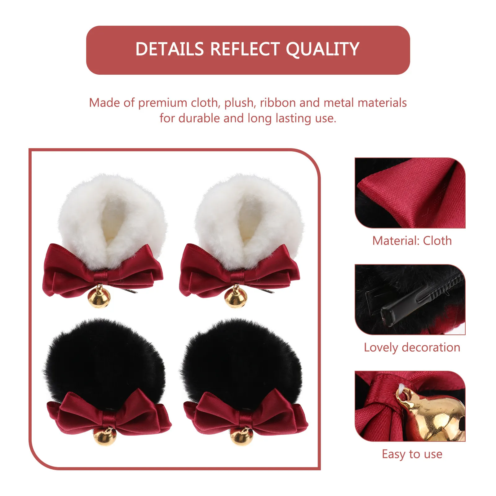 2Pairs Bear Ear Bowknot Hair Clips Cute Decorative Hair Accessories Lovely Party Headdress Cosplay Hairpins
2Pairs Bear Ear Bowknot Hair Clips Cute Decorative Hair Accessories Lovely Party Headdress Cosplay Hairpins