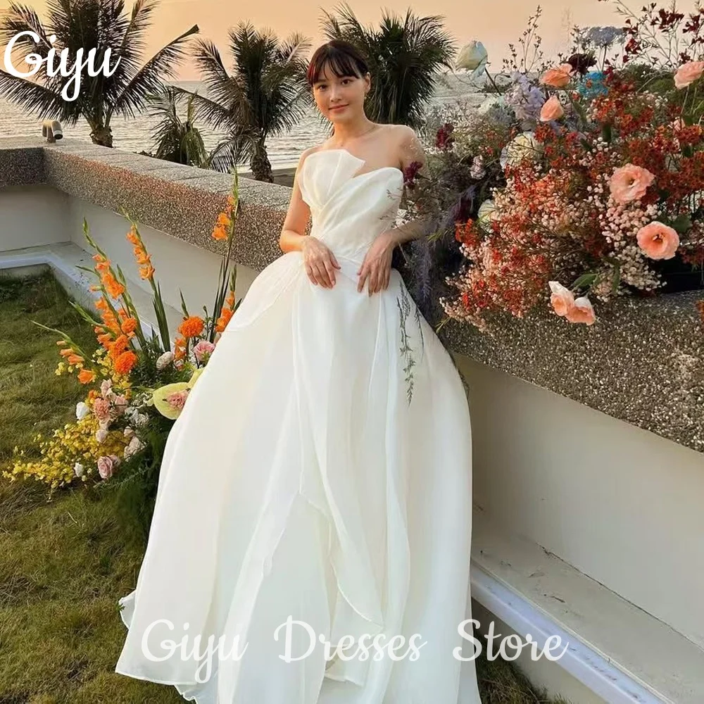 Giyu New Korea Scalloped Simple A-Line Ivory Wedding Dresses 웨딩드레스 Sleeveless Customized Silk Organza Bride Gowns Plus Size 2025
Giyu New Korea Scalloped Simple A-Line Ivory Wedding Dresses 웨딩드레스 Sleeveless Customized Silk Organza Bride Gowns Plus Size 2025