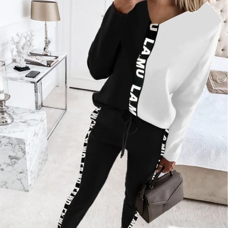 Women's Casual Long Sleeve T-Shirt And Pencil Pants Color Block Striped Belt Set New Arrival for Autumn Season
Women's Casual Long Sleeve T-Shirt And Pencil Pants Color Block Striped Belt Set New Arrival for Autumn Season