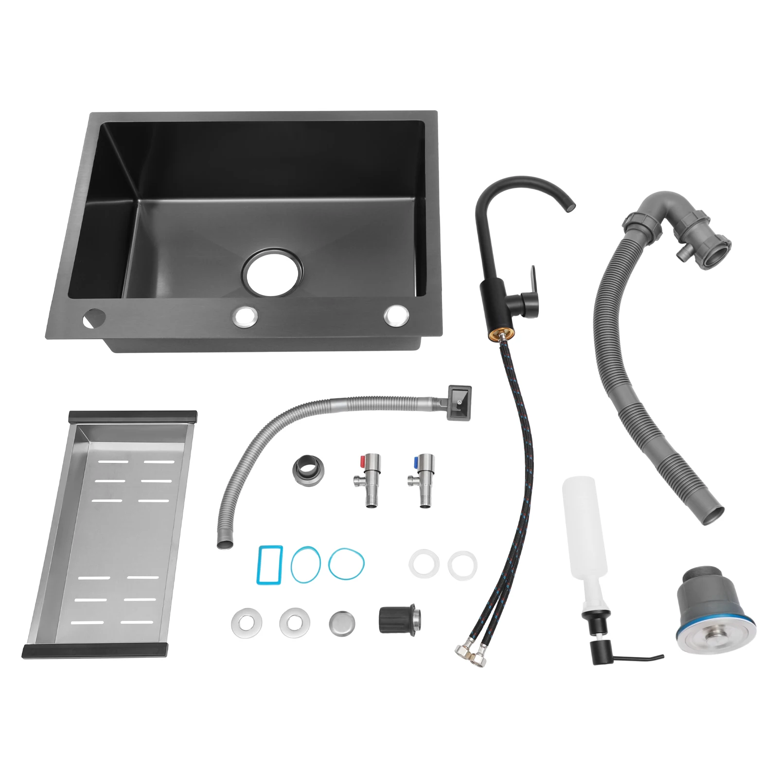 Freestanding Kitchen Sink Stainless Steel 360° Hot & Cold Faucet Utility Kitchen Sink Complete Set X-Shaped Water Guiding Lines
Freestanding Kitchen Sink Stainless Steel 360° Hot & Cold Faucet Utility Kitchen Sink Complete Set X-Shaped Water Guiding Lines