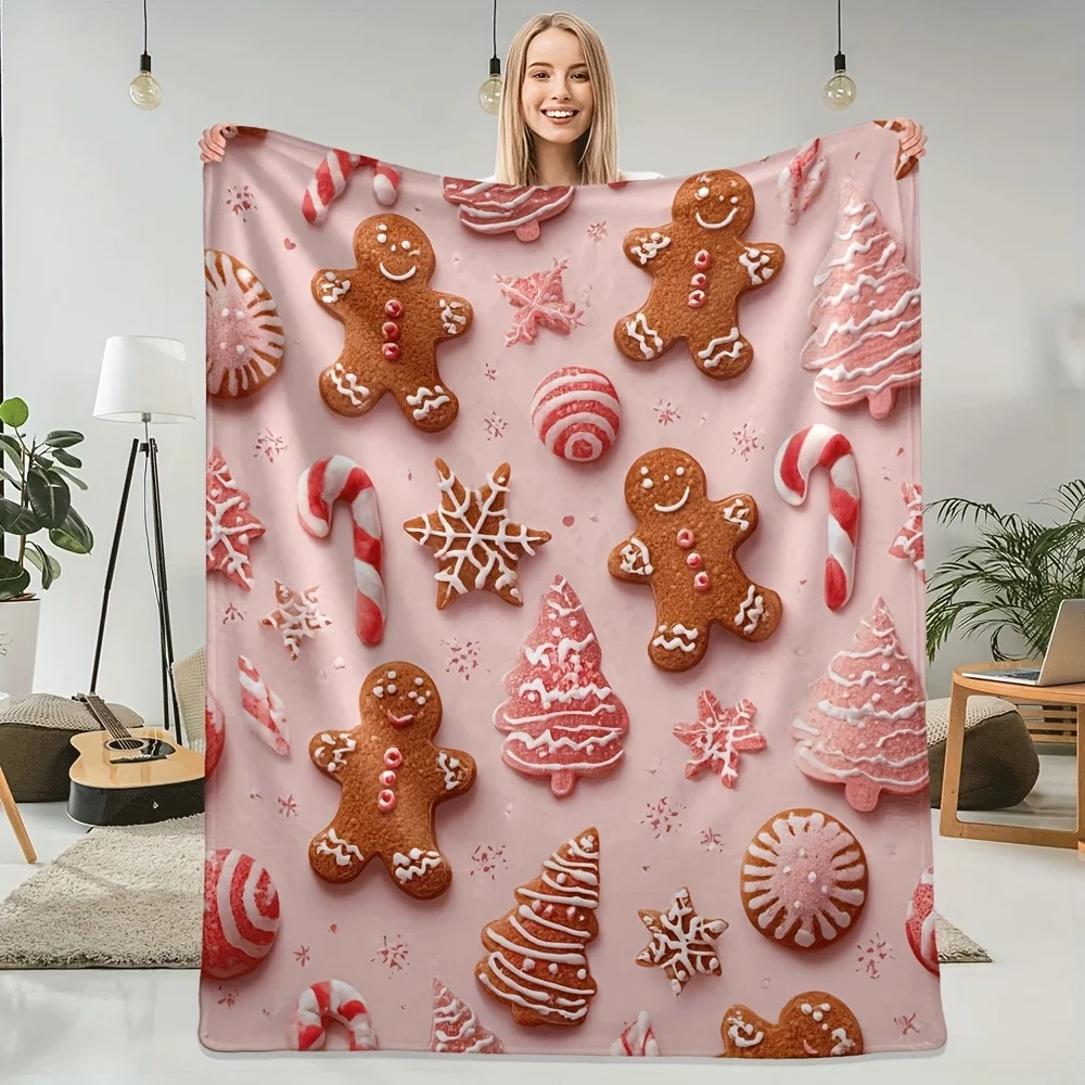 1pc Soft Pink Gingerbread men & Candy stripes Flannel Throw Blanket - Christmas Winter Decor Cozy Warm All-Season Couch Bed
1pc Soft Pink Gingerbread men & Candy stripes Flannel Throw Blanket - Christmas Winter Decor Cozy Warm All-Season Couch Bed