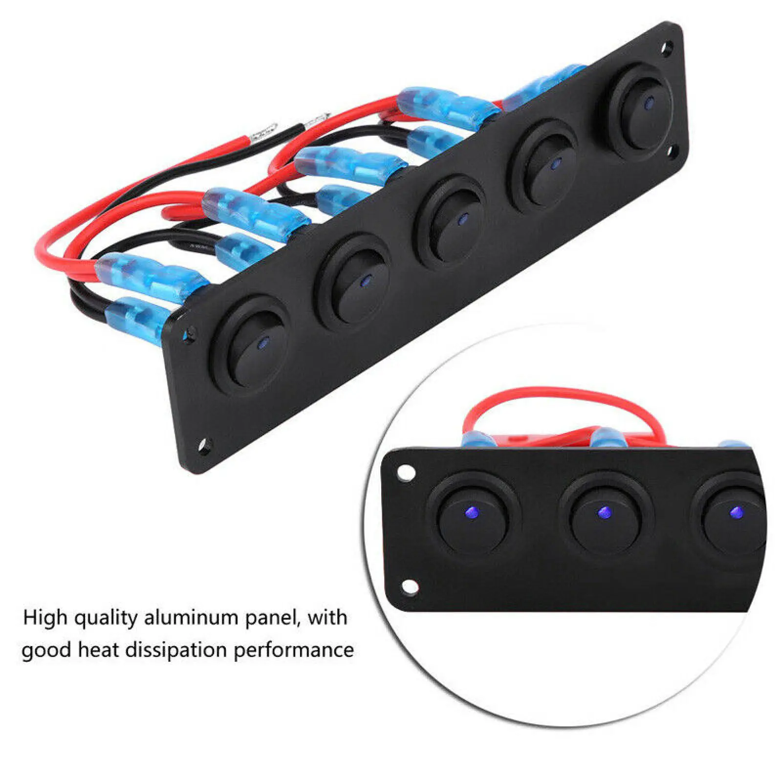 5-Gang 12-24V Blue LED Rocker Switch Panel ON/OFF for Car Marine Boat RV Trailers Buses Yachts Circuit Kit
5-Gang 12-24V Blue LED Rocker Switch Panel ON/OFF for Car Marine Boat RV Trailers Buses Yachts Circuit Kit