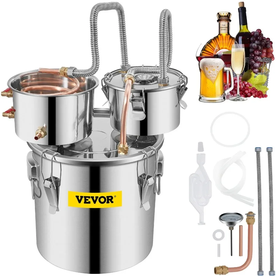 Alcohol Still 3 Gallon Stainless Steel Alcohol Distiller with Copper Tube and Buildin Thermometer and Water Pump Double Thumpe
Alcohol Still 3 Gallon Stainless Steel Alcohol Distiller with Copper Tube and Buildin Thermometer and Water Pump Double Thumpe