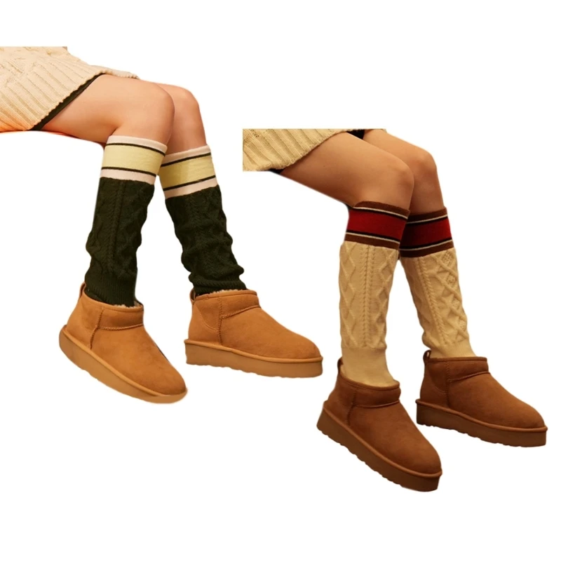 Winter Leg Warmers Women Japanese Colorblock Striped Cable Knit Loose Slouch Snow Boot Socks Student Stockings Leg Cover
Winter Leg Warmers Women Japanese Colorblock Striped Cable Knit Loose Slouch Snow Boot Socks Student Stockings Leg Cover