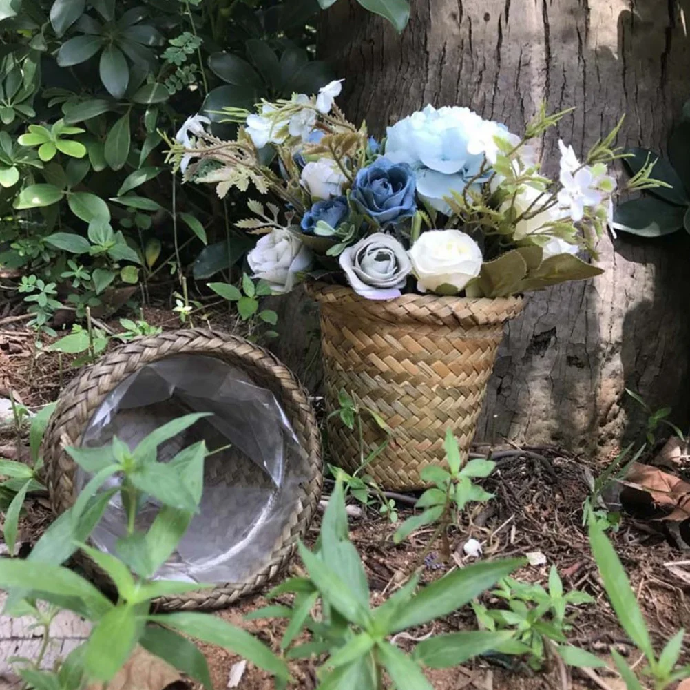 2pcs Waterproof Plastic Film Small Flower Pot Round Woven Plant Container For Succulents Cactus Hanging Basket Decorative
2pcs Waterproof Plastic Film Small Flower Pot Round Woven Plant Container For Succulents Cactus Hanging Basket Decorative