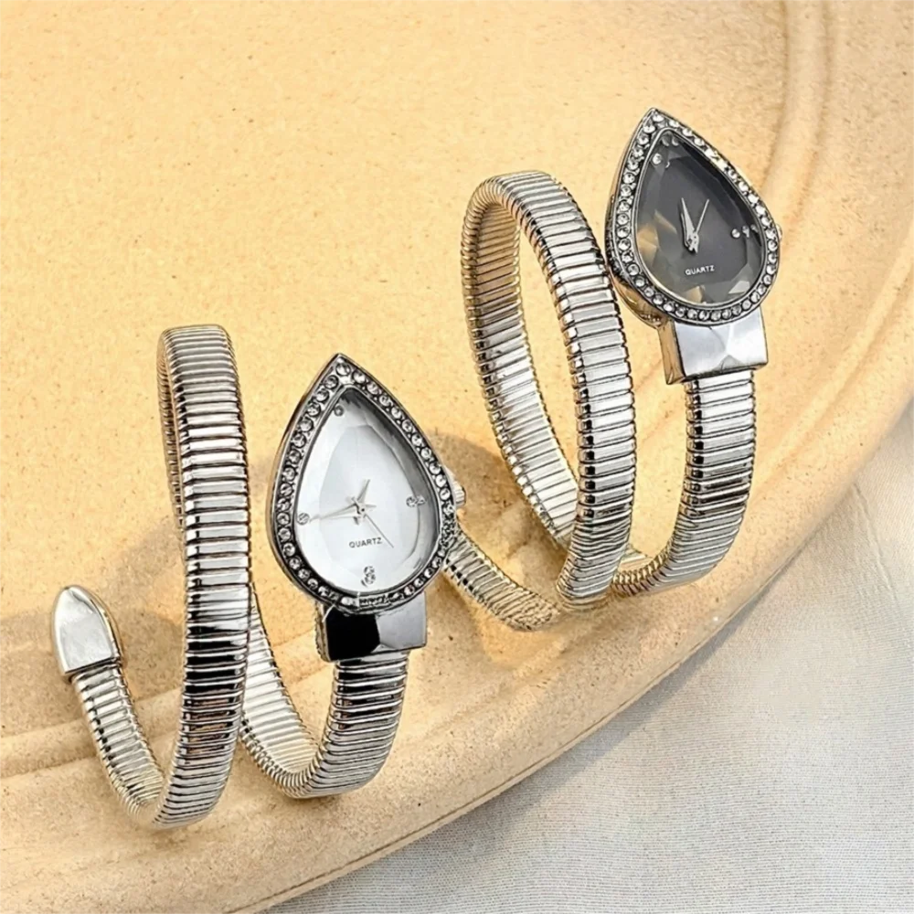 Creative Water Drop Headed Quartz Watch Stainless Steel Strap Elegant Wristwatch Bracelet Snake-shaped Band Watch Women's Watch
Creative Water Drop Headed Quartz Watch Stainless Steel Strap Elegant Wristwatch Bracelet Snake-shaped Band Watch Women's Watch