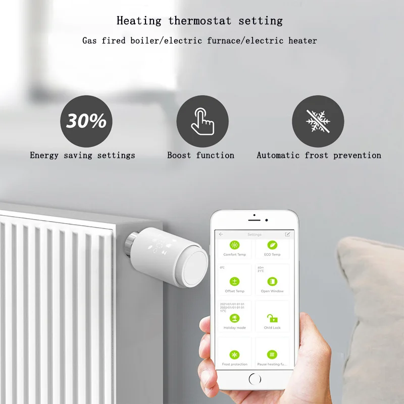 Tuya Zigbee Intelligent Radiator Energy-saving Valve Mobile Phone APP Control Temperature Controller Smart Radiator Thermostat
Tuya Zigbee Intelligent Radiator Energy-saving Valve Mobile Phone APP Control Temperature Controller Smart Radiator Thermostat