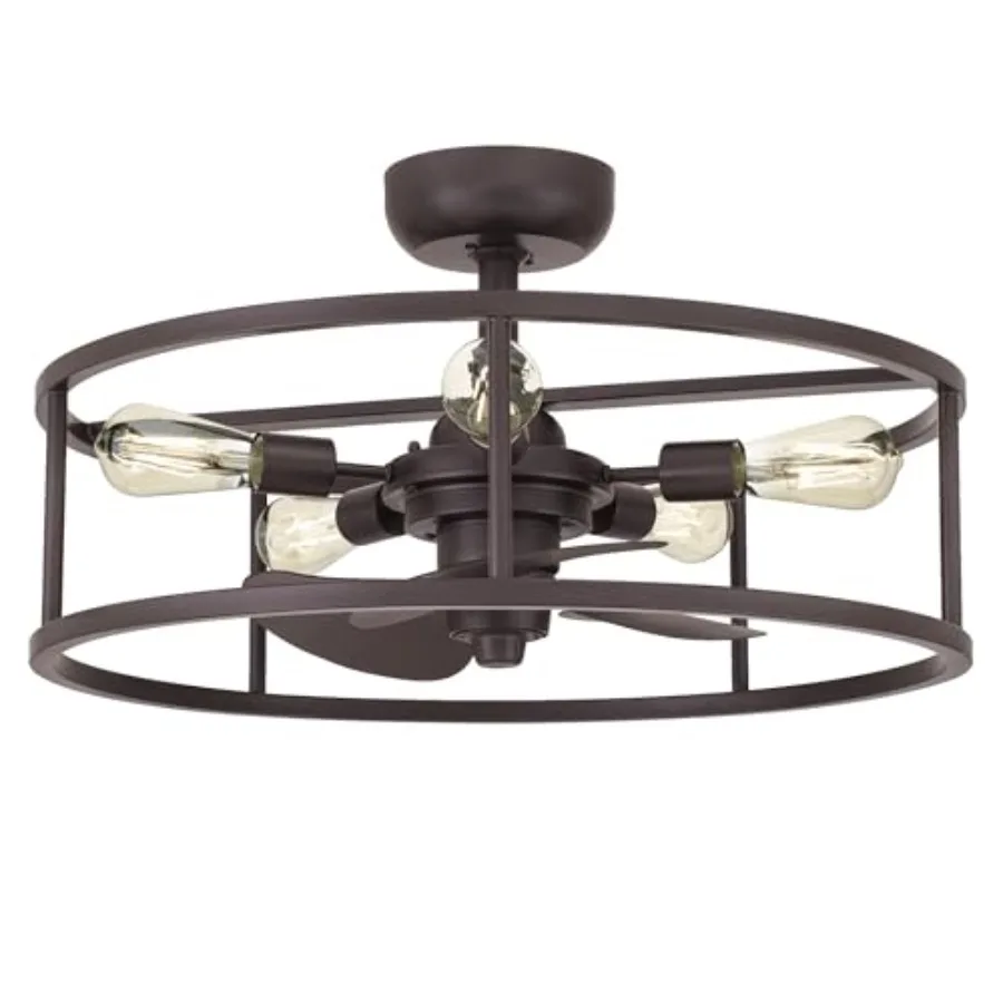 New Harbor Ceiling Fan with Light, 5-Light Western Bronze Open Cage Flush Mount Fandelier, Remote Included, Dimmable LED Bulbs
New Harbor Ceiling Fan with Light, 5-Light Western Bronze Open Cage Flush Mount Fandelier, Remote Included, Dimmable LED Bulbs
