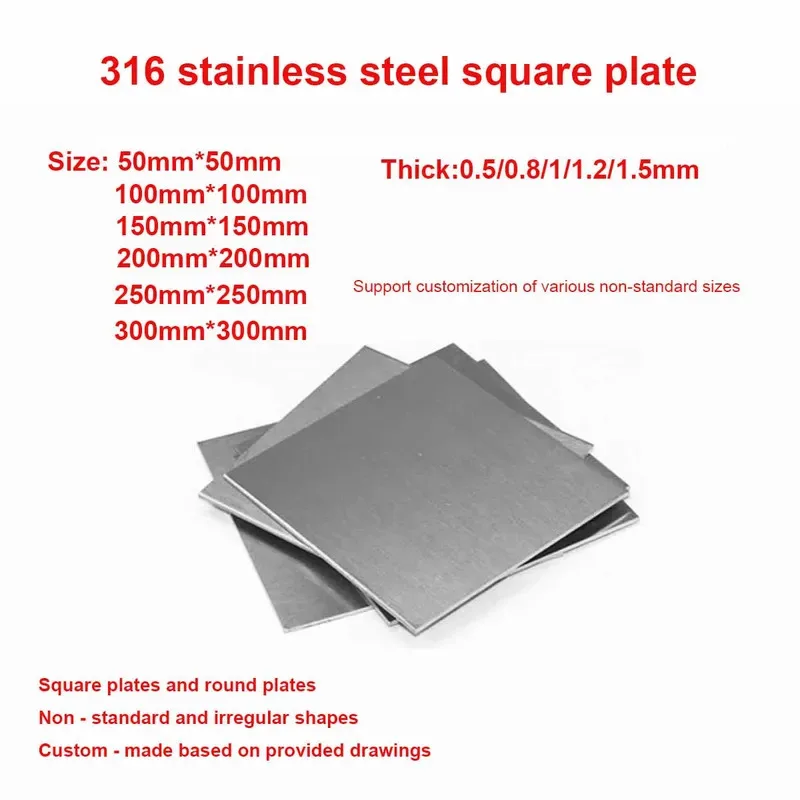 316 Stainless Steel Square Plate Sheet Ultra Thin Thick 0.1 to 1.5mm for Precision Use
316 Stainless Steel Square Plate Sheet Ultra Thin Thick 0.1 to 1.5mm for Precision Use