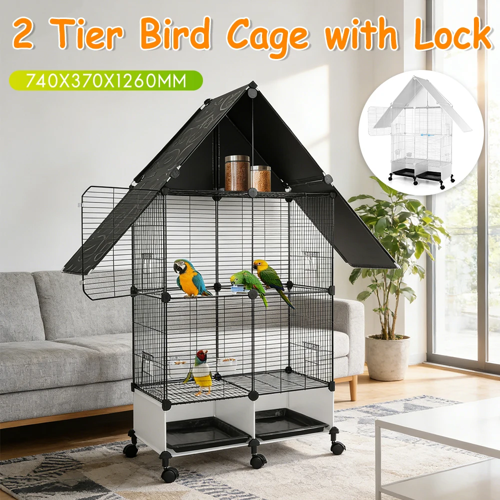 2 Tiers House Shape Bird Cages Rolling Stand with Lock Multifunctional Wire Villa for Parrots Cockatiel Conure Parakeet Budgie
2 Tiers House Shape Bird Cages Rolling Stand with Lock Multifunctional Wire Villa for Parrots Cockatiel Conure Parakeet Budgie 