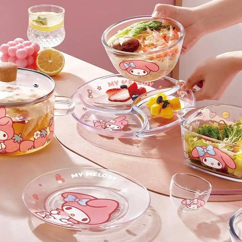 Sanrio Cinnamoroll My Melody стеклянный поднос, устойчивый к высоким температурам, бытовая миска для лапши в микроволновой печи, салатница, посуда
Sanrio Cinnamoroll My Melody стеклянный поднос, устойчивый к высоким температурам, бытовая миска для лапши в микроволновой печи, салатница, посуда
