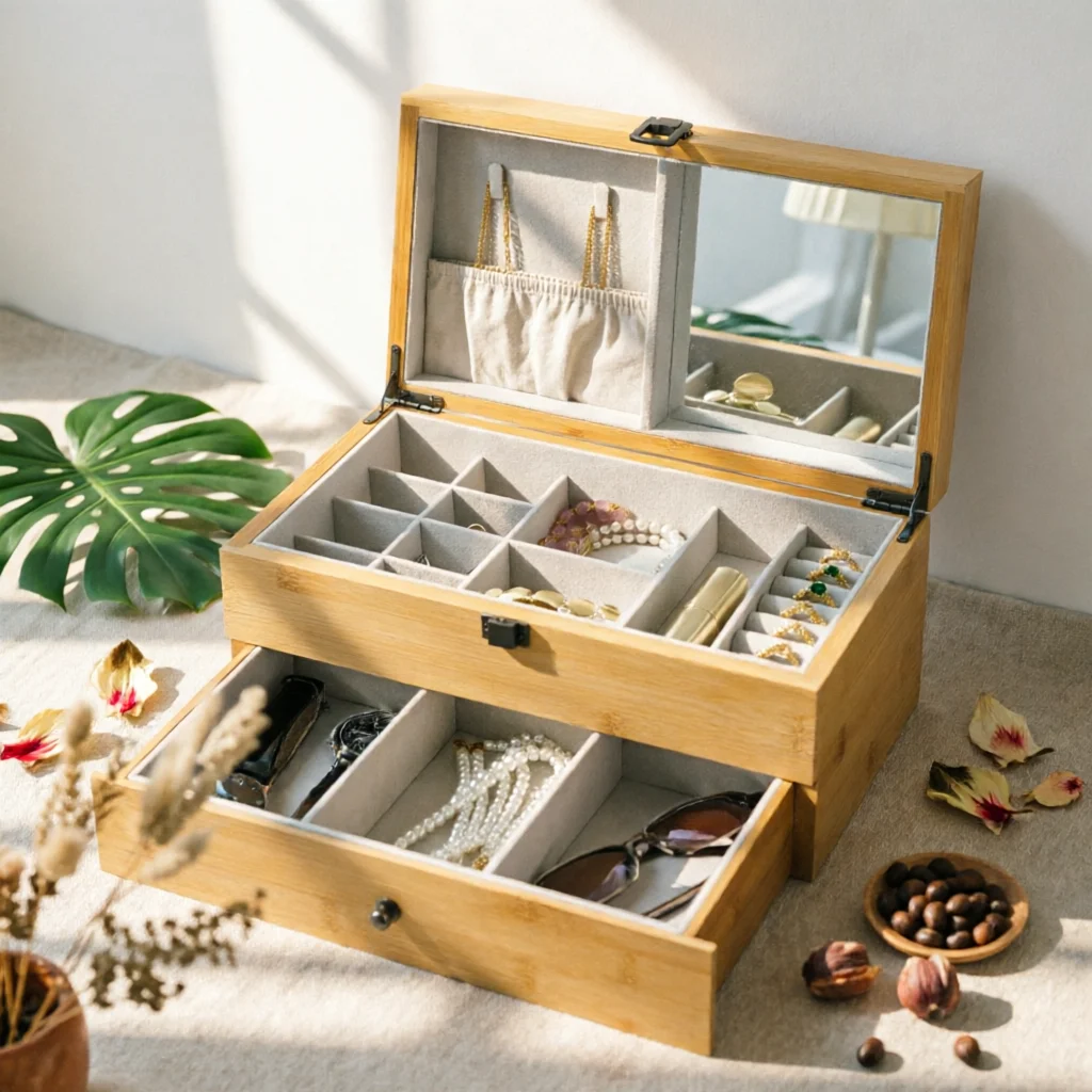 Two-Tier Jewelry Box Divided Compartments 2-Tier Jewelry Box Storage Item Drawer Style Soft Velvet Lining
Two-Tier Jewelry Box Divided Compartments 2-Tier Jewelry Box Storage Item Drawer Style Soft Velvet Lining
