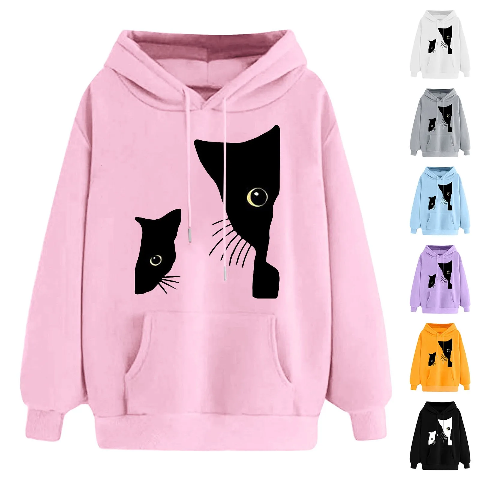 Women's Oversized Pullover With Hood Casual Loose Long Sleeved Sweatshirt With Pockets Love Cat Print Hoodie Sweatshirt Femme
Women's Oversized Pullover With Hood Casual Loose Long Sleeved Sweatshirt With Pockets Love Cat Print Hoodie Sweatshirt Femme