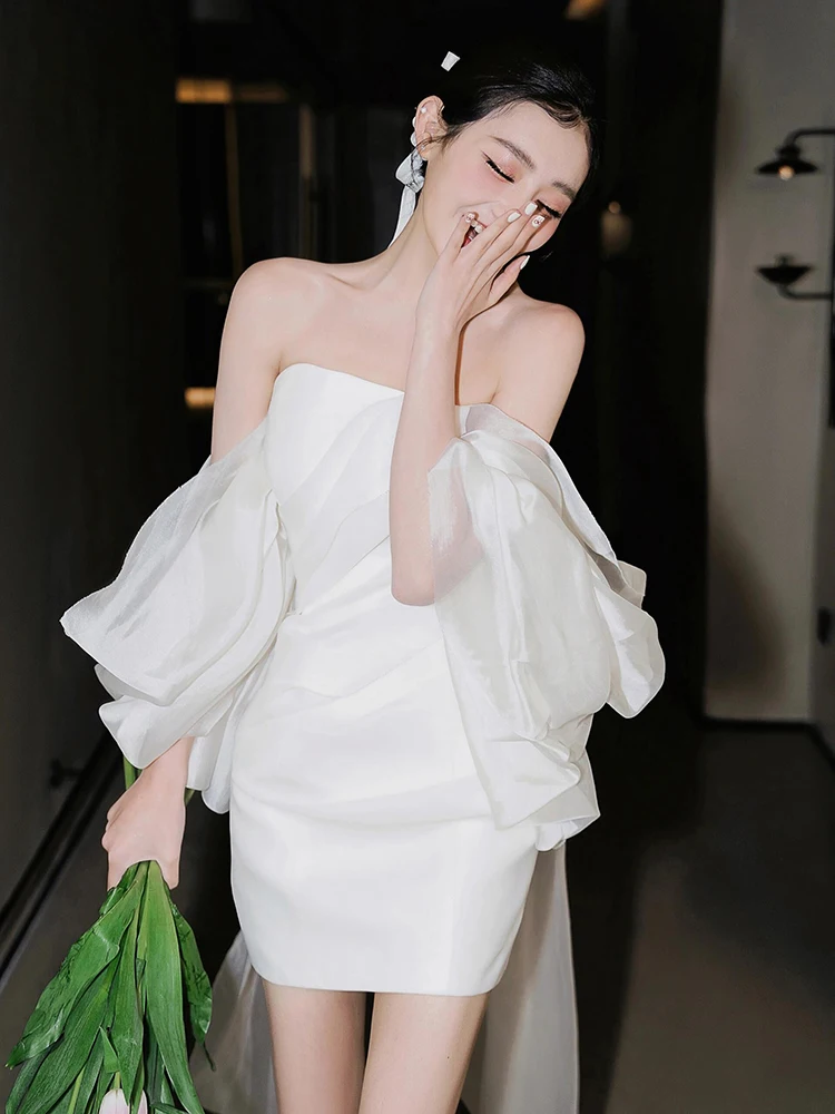 White ort Bridal Dr Wedding Photoaphy Robe for Engagement And Marriage Registration Ele mat Sle with Sves
White ort Bridal Dr Wedding Photoaphy Robe for Engagement And Marriage Registration Ele mat Sle with Sves