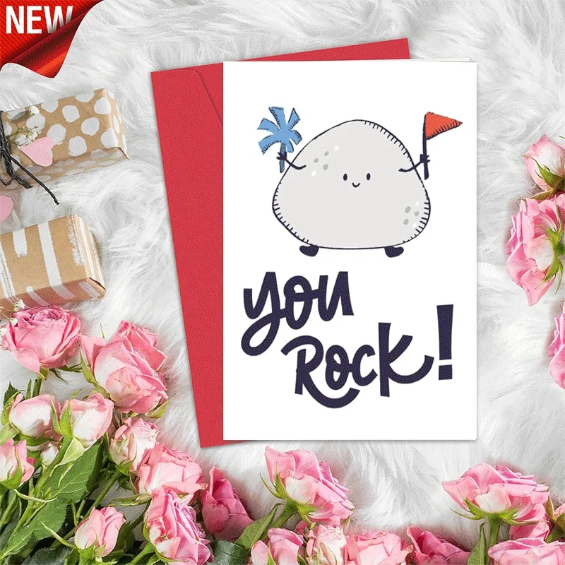You Rock Greeting Card, Cute Cartoon Rock Encouragement Card, Cheer Up Celebration Card for Friends Family
You Rock Greeting Card, Cute Cartoon Rock Encouragement Card, Cheer Up Celebration Card for Friends Family