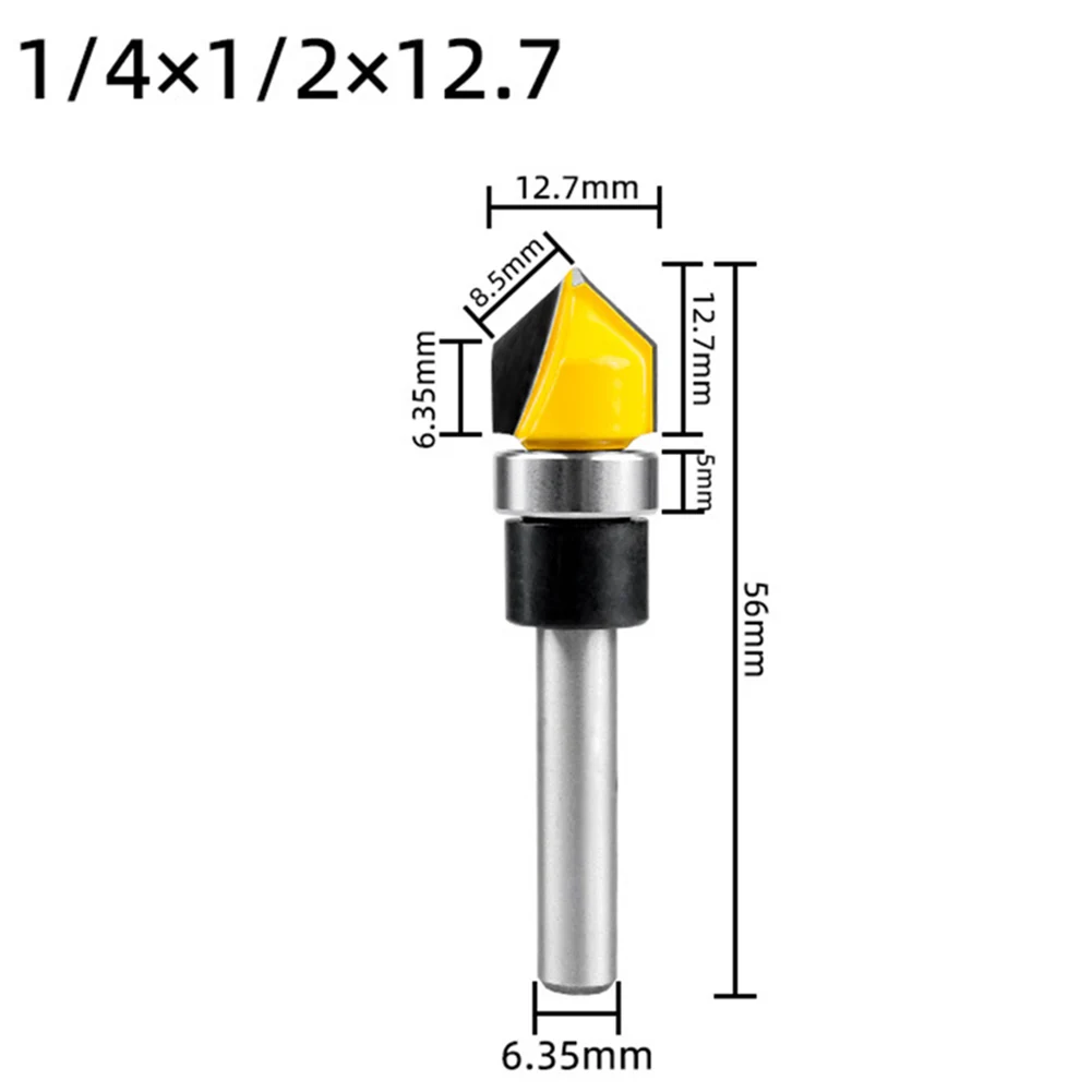 1pc 6.35mm Shank Router Bit Bearing V-type Knives 90 Degrees Wood Trimmer Cutter Trimming Machine Accessories Power Tool Parts
1pc 6.35mm Shank Router Bit Bearing V-type Knives 90 Degrees Wood Trimmer Cutter Trimming Machine Accessories Power Tool Parts
