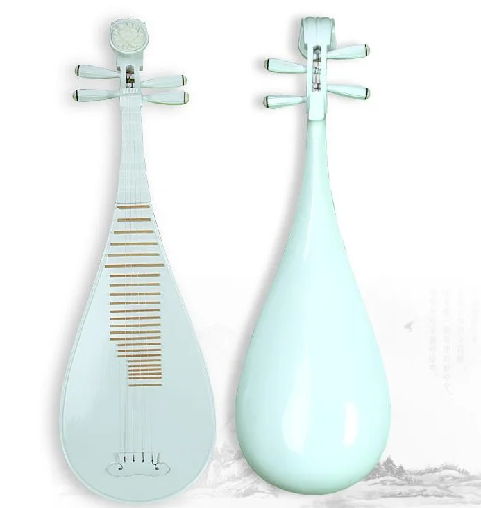 Painted Blue and White Porcelain Pipa Instrument Adult White Pipa Dance Performance Beginner Practice Pipa Instrument