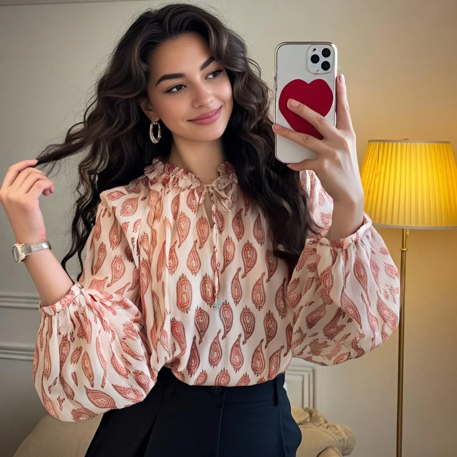 Taop&Za Women's Spring 2025 New Metallic Line Printed Shirt Lace Stand up Collar Lantern Sleeves Sweet Temperament Top
Taop&Za Women's Spring 2025 New Metallic Line Printed Shirt Lace Stand up Collar Lantern Sleeves Sweet Temperament Top