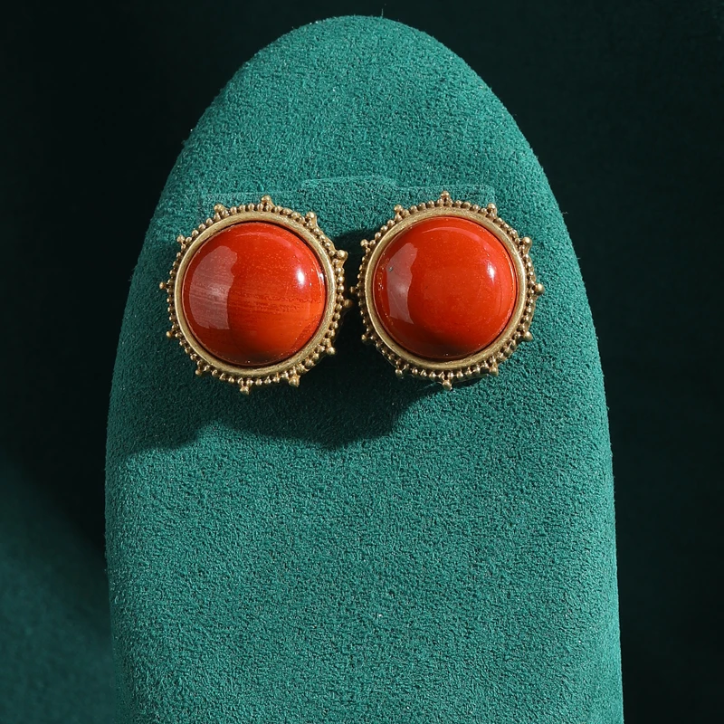 Vintage Coral Red Natural Stone Round Stud Earrings Square Candy Woman Antique Jewelry Accessories Gold Color Korean Fashion New
Vintage Coral Red Natural Stone Round Stud Earrings Square Candy Woman Antique Jewelry Accessories Gold Color Korean Fashion New