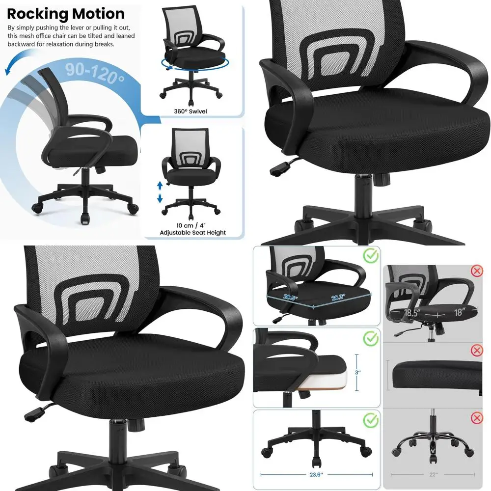 Эргономичное офисное кресло с регулируемой поясничной поддержкой и подлокотниками для дома и работы, черное
Эргономичное офисное кресло с регулируемой поясничной поддержкой и подлокотниками для дома и работы, черное