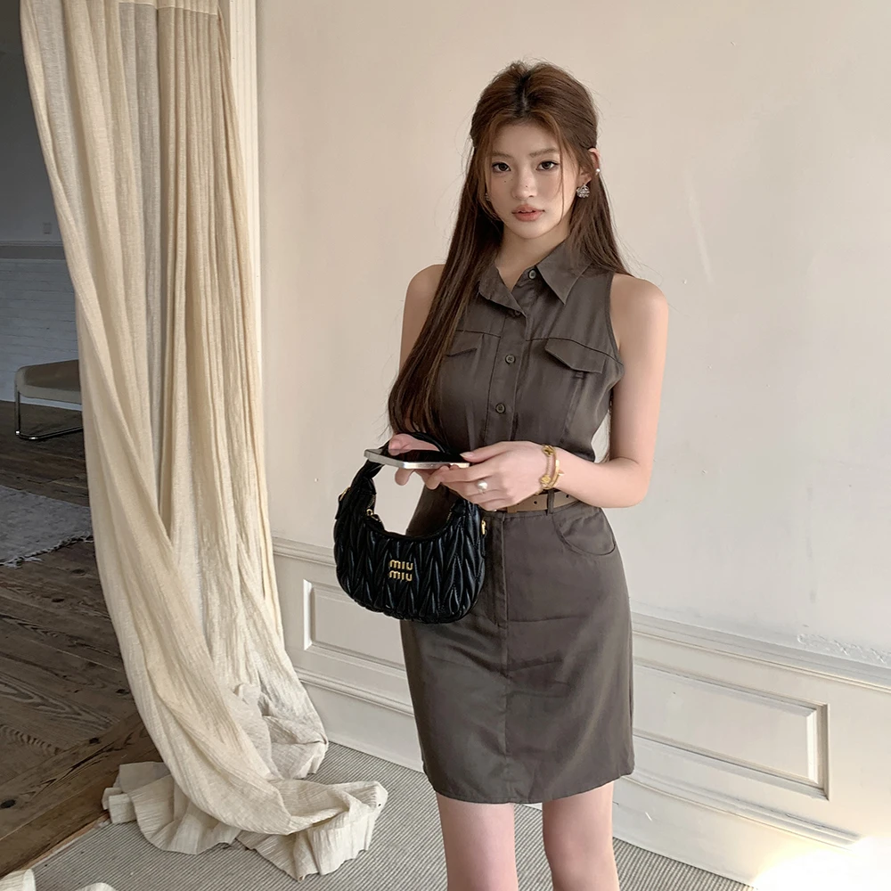 French Style Sleeveless Dress Women's Spring/summer Turn-down Collar Commuter Slim Short Dress Fashion Female Clothes
French Style Sleeveless Dress Women's Spring/summer Turn-down Collar Commuter Slim Short Dress Fashion Female Clothes