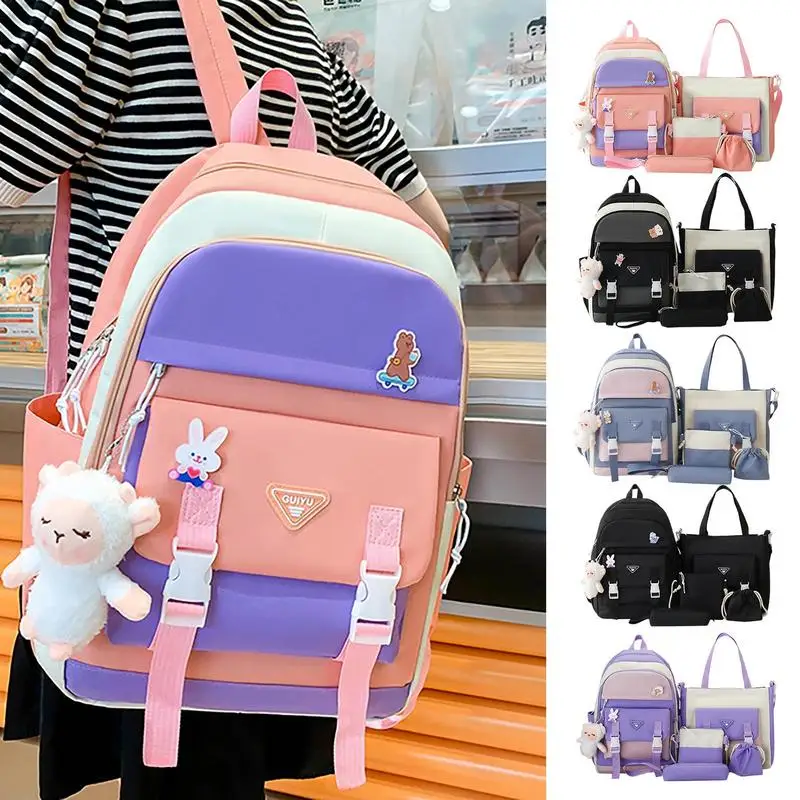 Girls School Backpack 5pcs/set Canvas School Backpack Schoolbag With Shoulder Bag Pencil Bag Waist Bag Multifunctional Teen
Girls School Backpack 5pcs/set Canvas School Backpack Schoolbag With Shoulder Bag Pencil Bag Waist Bag Multifunctional Teen
