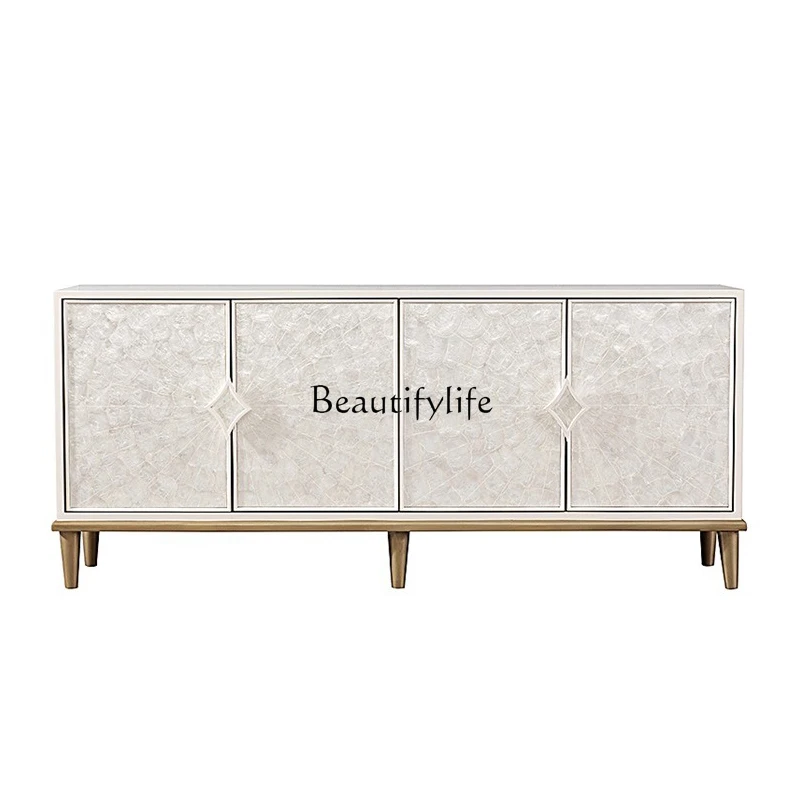 Italian modern dining side cabinet light luxury home living room partition American shell high locker solid wood
Italian modern dining side cabinet light luxury home living room partition American shell high locker solid wood