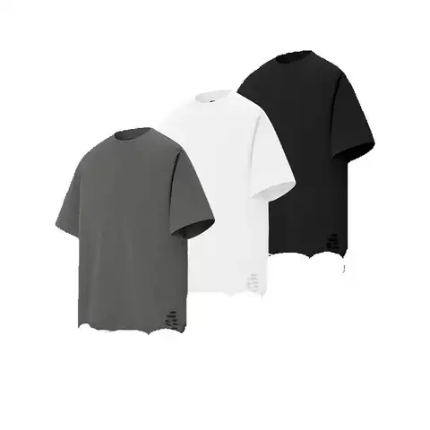 250g Heavyweight High Street Layering T-Shirt, Unisex Couple Loose 100% Cotton Short Sleeve Undershirt, Summer Casual Wear 6819