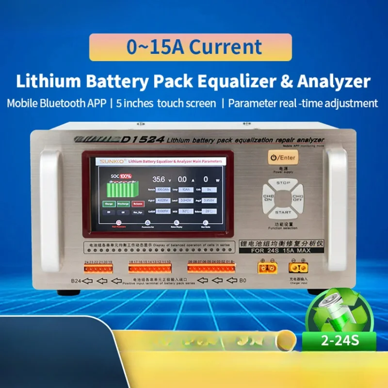 SUNKKO D1524 15A Сильноточный литиевый датчик, ремонтный балансир, эквалайзер батареи, обслуживание автомобиля
SUNKKO D1524 15A Сильноточный литиевый датчик, ремонтный балансир, эквалайзер батареи, обслуживание автомобиля