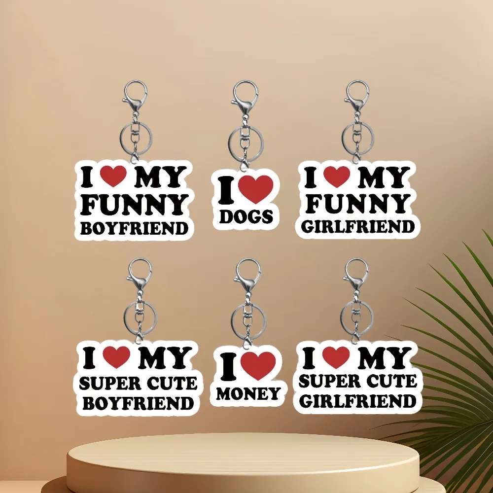 Diy Creative Acrylic Keychain I Love Funny Boyfriend My Funny Girlfriend My Money Cute Boyfriend Pendant Jewelry Friend's Gift
Diy Creative Acrylic Keychain I Love Funny Boyfriend My Funny Girlfriend My Money Cute Boyfriend Pendant Jewelry Friend's Gift