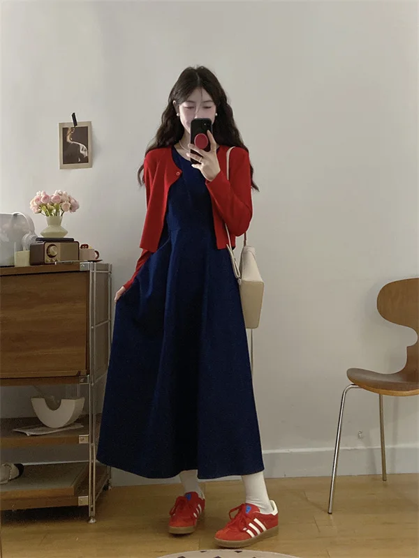 plus Size Fashionable Red Denim Cardigan And Waist-Cinching Dress Two-Piece Set Korean Style Loose Fit Spring Summer New Arrival
plus Size Fashionable Red Denim Cardigan And Waist-Cinching Dress Two-Piece Set Korean Style Loose Fit Spring Summer New Arrival