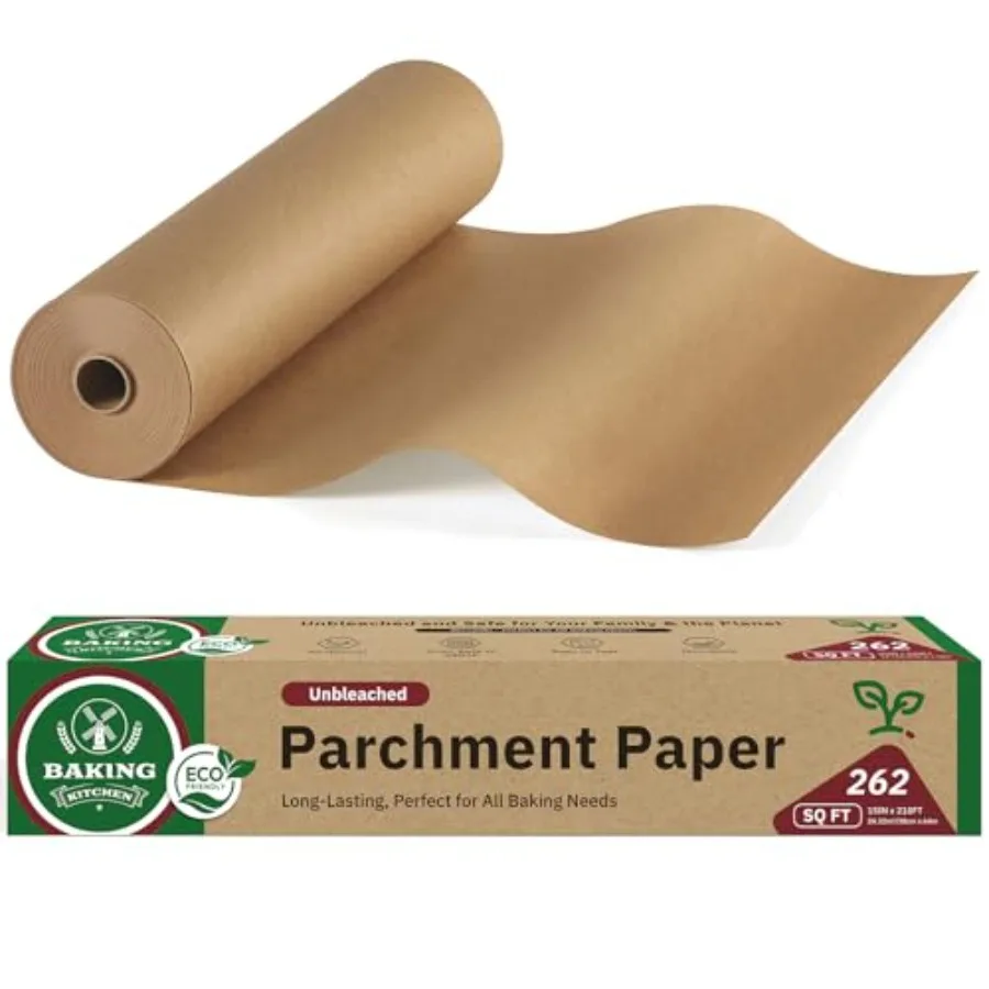 Unbleached 15in x 210ft Parchment Paper Roll for Baking- 262 Sq.Ft with Built-in Metal Cutter, Non-Stick and 450°F Safe for Bak
Unbleached 15in x 210ft Parchment Paper Roll for Baking- 262 Sq.Ft with Built-in Metal Cutter, Non-Stick and 450°F Safe for Bak