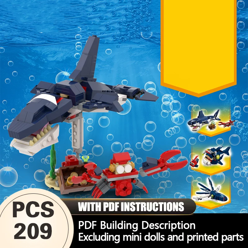 Creators Animal Series Model MOC Building Bricks 4-In-1 Shark Modular Technology Gifts Holiday Assemble Children Toys Suit
Creators Animal Series Model MOC Building Bricks 4-In-1 Shark Modular Technology Gifts Holiday Assemble Children Toys Suit
